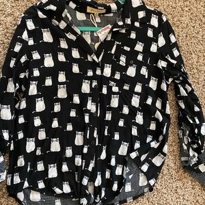 Love Note- Cat button up- Size M